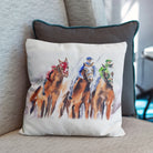 Racehorses Thoroughbred Horse Racing Pillow - Barrel Down South