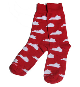 Red/White Kentucky Shape Sock