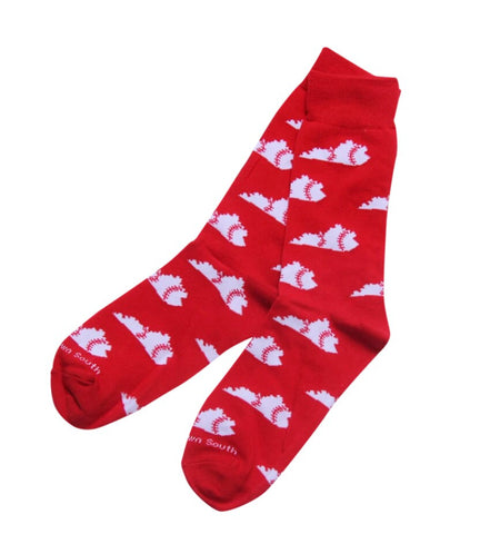 Kentucky Red/White Kentucky Shape Baseball Sock