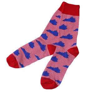 Red/Blue Striped Kentucky Shape Sock