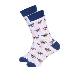 Navy/Pink Striped Horse Racing Sock