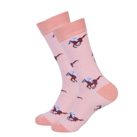 Coral Striped Horse Racing Sock
