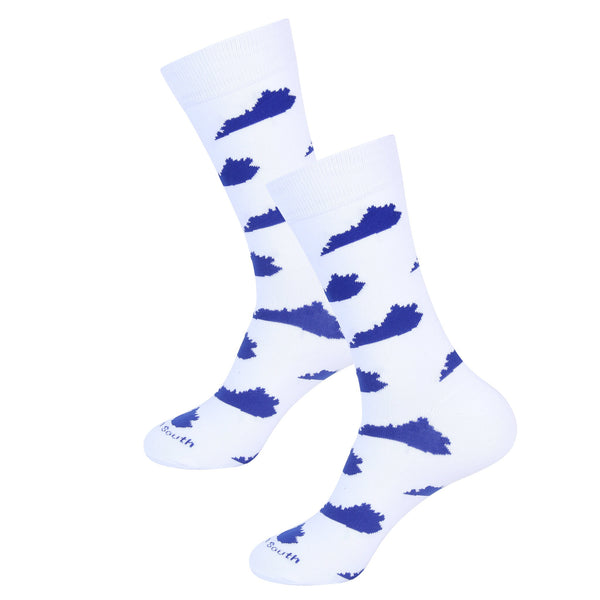 White/Blue Kentucky Shape Sock