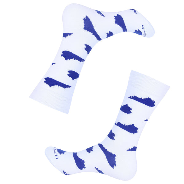 White/Blue Kentucky Shape Sock
