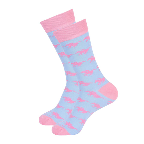 Light Pink/Blue Horse Sock