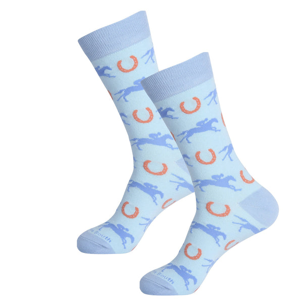 Blue/Orange Horse Racing Sock