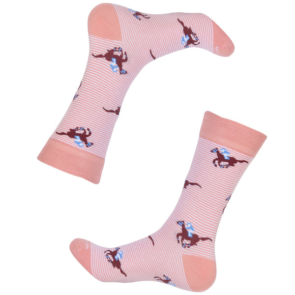 Coral Striped Horse Racing Sock