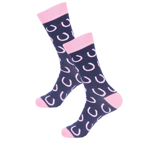 Navy/Pink Horseshoe Sock