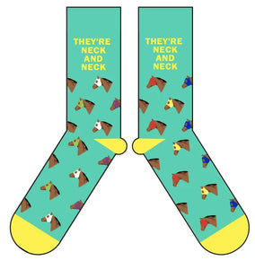 They're Neck and Neck V2 Horse Racing Derby Socks