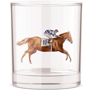 Running Horse Derby Horse Racing Bourbon Whiskey Rocks Glass