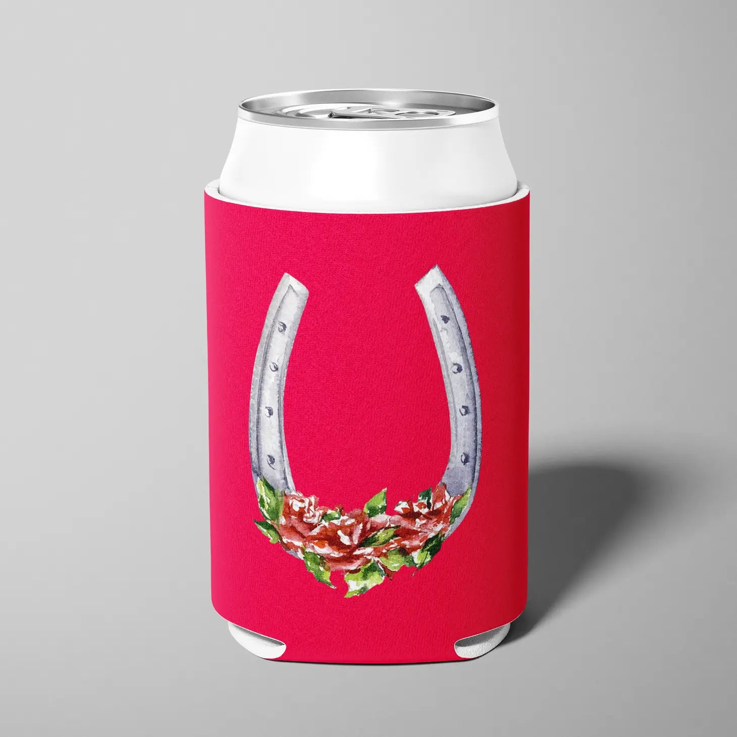 Horseshoe and Roses Horse Racing Derby Can Cooler