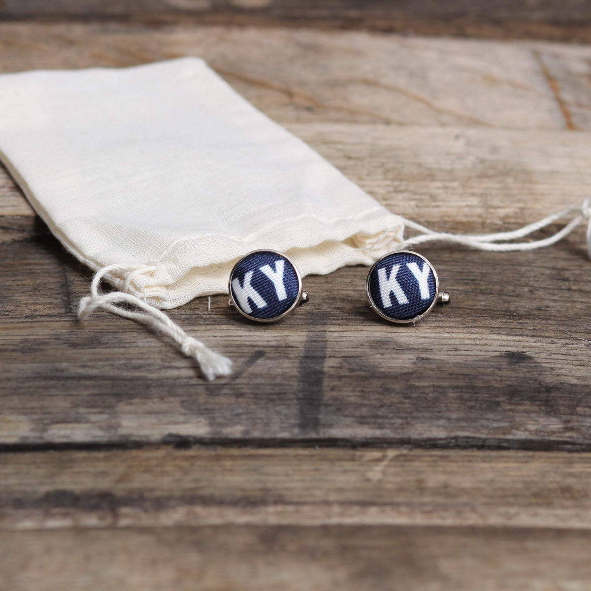 Navy KY Letter Cufflinks - Barrel Down South