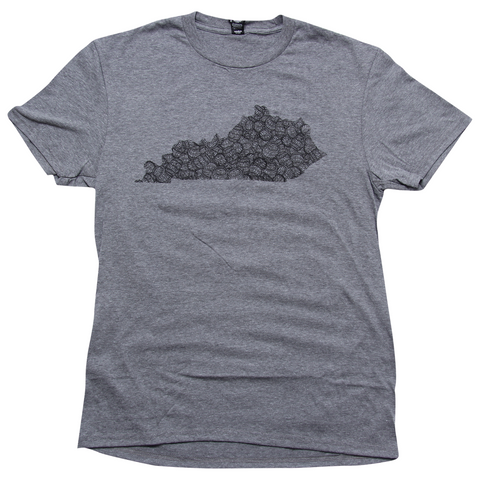 Grey Kentucky Shape Bourbon T-Shirt - Barrel Down South