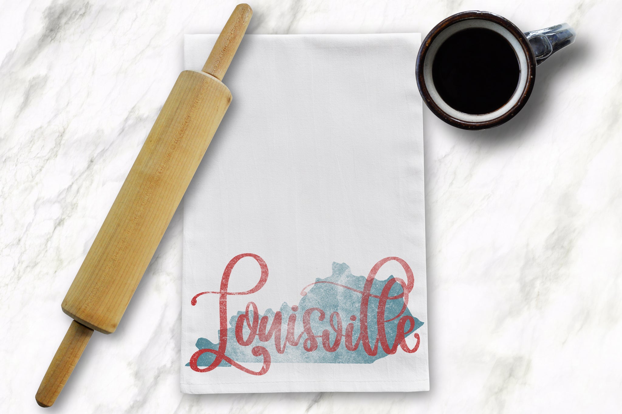 Louisville KY Faded Tea Towel - Barrel Down South