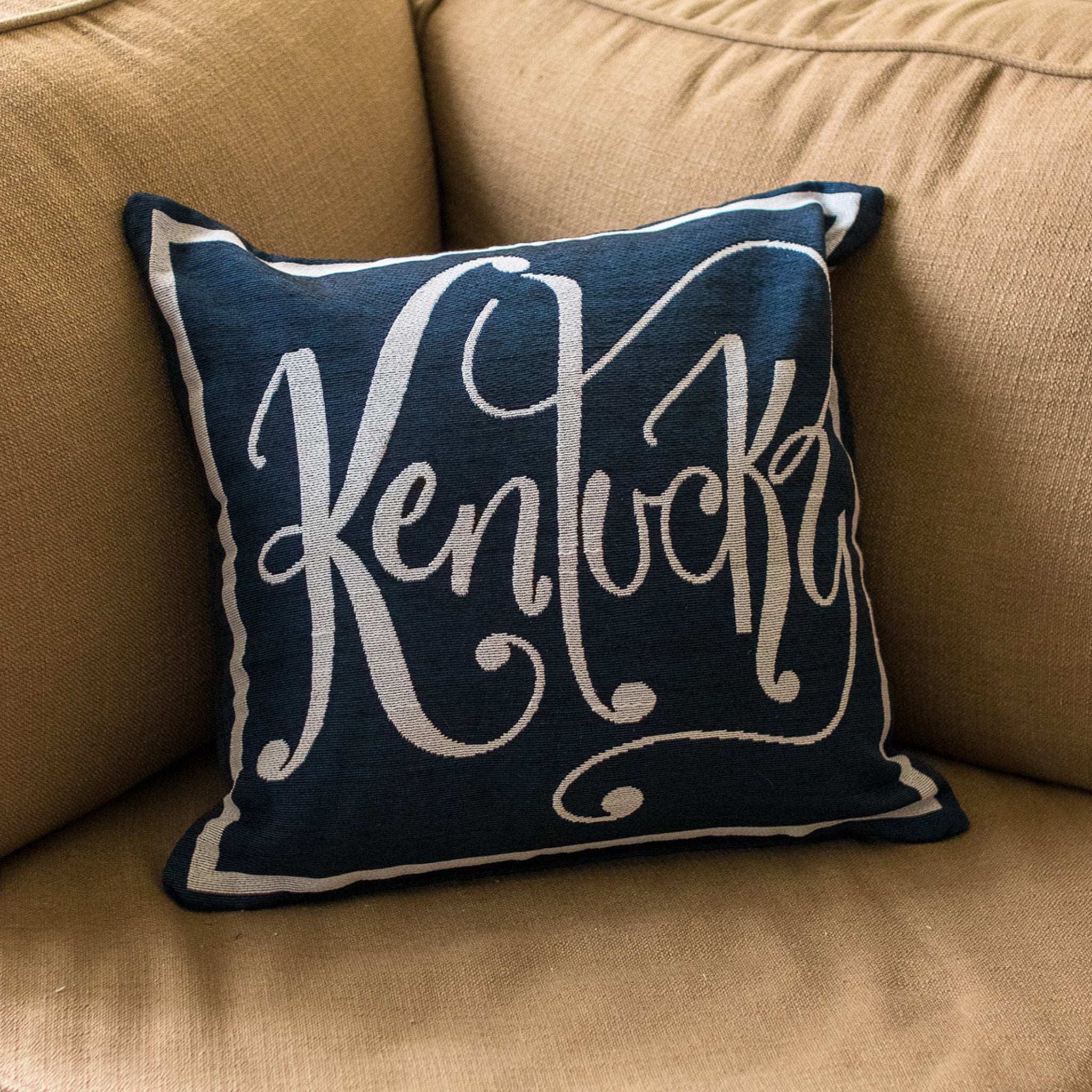 Navy Kentucky Word Pillow - Barrel Down South