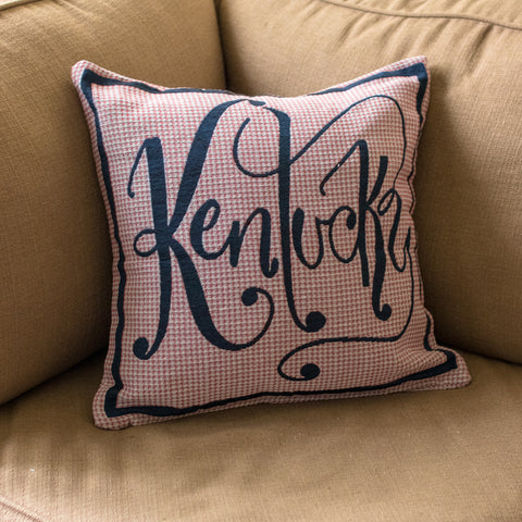 Pink Plaid Kentucky Word Pillow - Barrel Down South