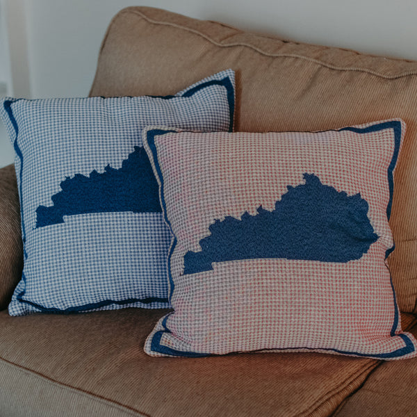 Blue Plaid KY Shape Pillow - Barrel Down South