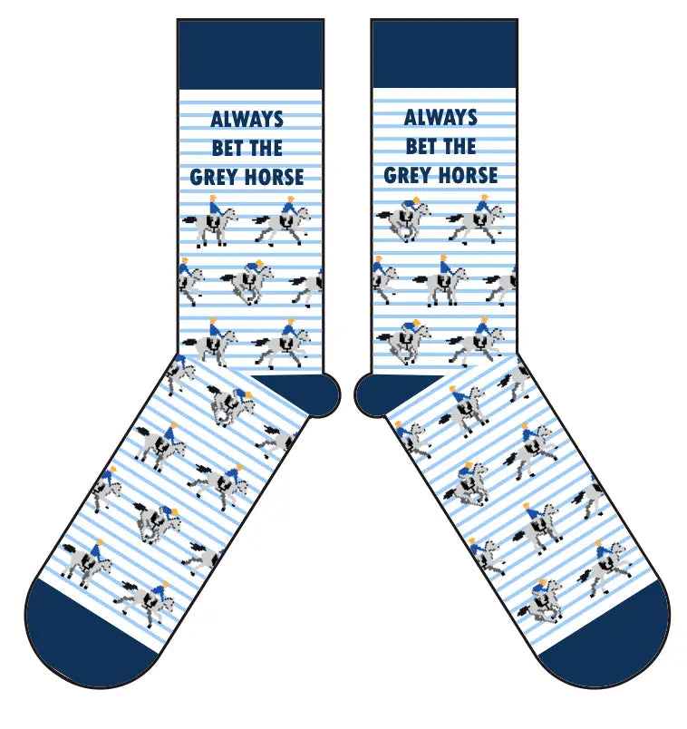 Bet The Grey Horse Horse Racing Derby Socks